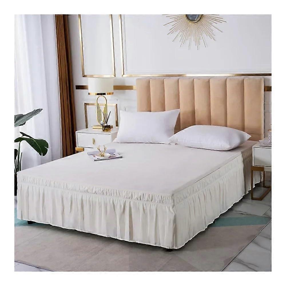 elastic bed skirt with ruffles, soft, comfortable, lightresistant (rice white, King)