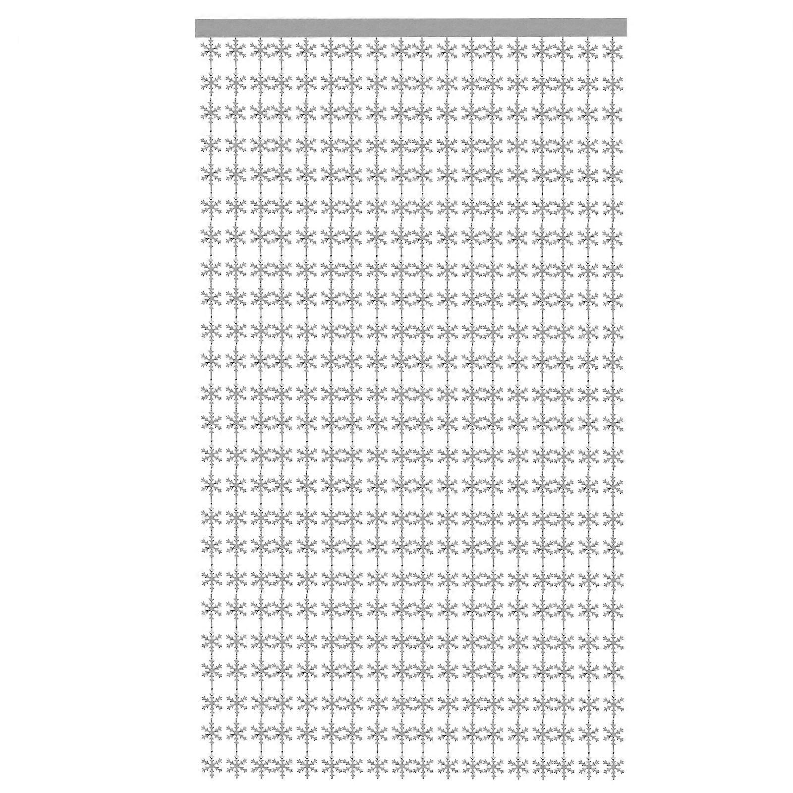 Silver Metallic Snowflake Fringe Curtain Backdrop Foil Tinsel Garland for Christmas Party Decor Indoor Window Hanging Ornament Photo Booth Accessory