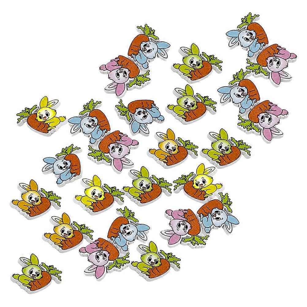 Easter Bunny Buttons Delicate Clothes Buttons Assorted Color 2.10X2.10X0.20cm DIY 50Pcs
