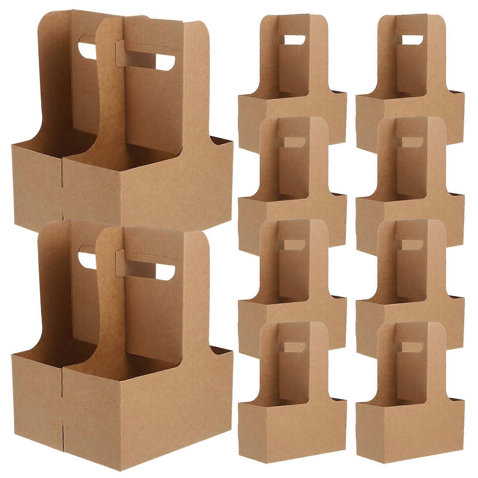 Portable Drink Carrier Foldable 2 Cup Drink Carrier For Outdoor Use And Takeout Compatible Golden 22.50X17.50X8.00CM 10Pcs