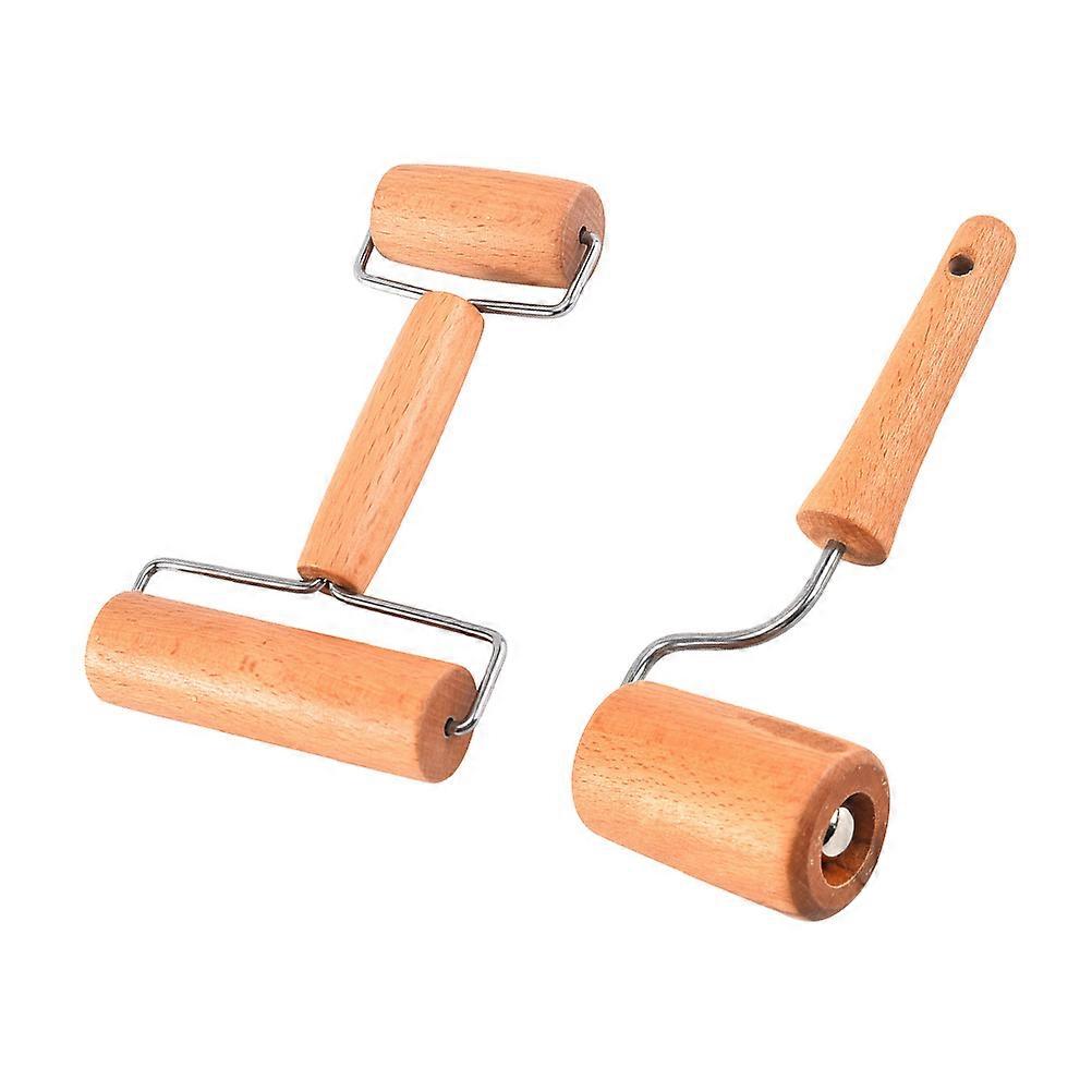 Wooden Rolling Pin Double End Non Stick Dough Roller for Baking, Pizza, Cookies, and Pastry Comfortable Grip Kitchen Utensil Set of 2