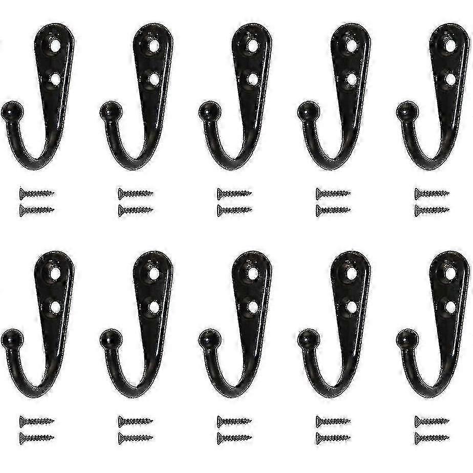10pcs Single Hooks Black Wall Hooks Black Coat Rack