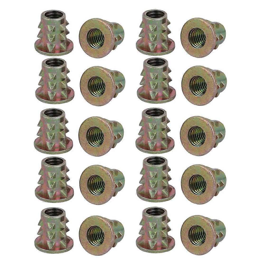 M6x10mm Zinc Alloy T Shape Rivet Insert Barrel Nut Bronze Tone 20 Pack for Wood and Metal Applications