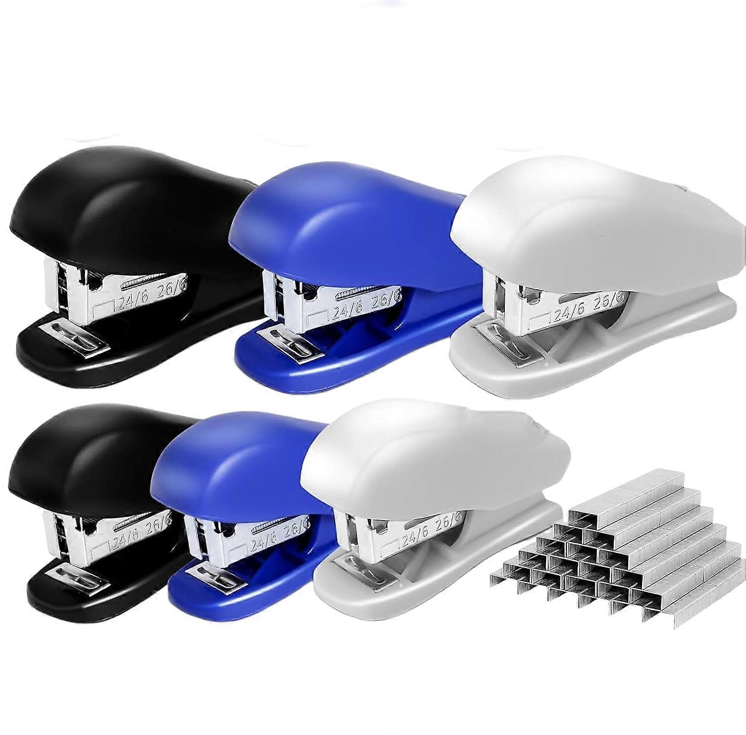 6-Piece Mini Stapler Set with 2880 Staples, 25-Sheet Capacity Desktop Staplers for Office School Home Use, 3 Colors