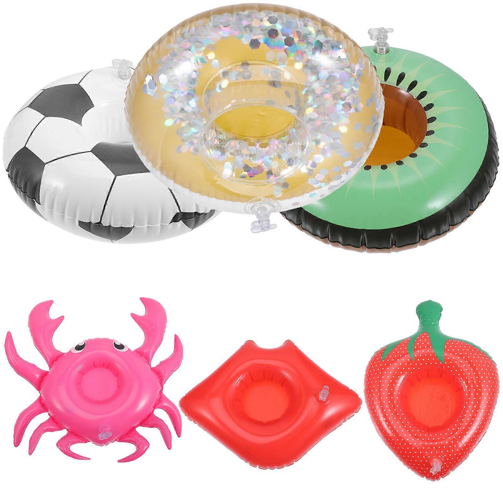 Inflatable Drink Holders for Pool Party with Assorted Color PVC Floats 6pcs Pool Drink Holder