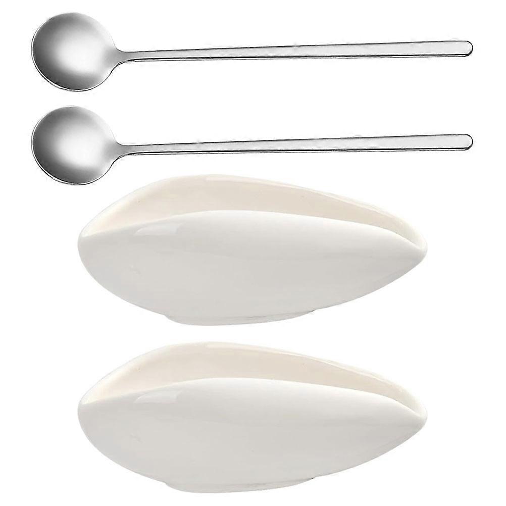 Coffee Scoop and Rest Ceramic Coffee Spoon for Measuring 2Sets