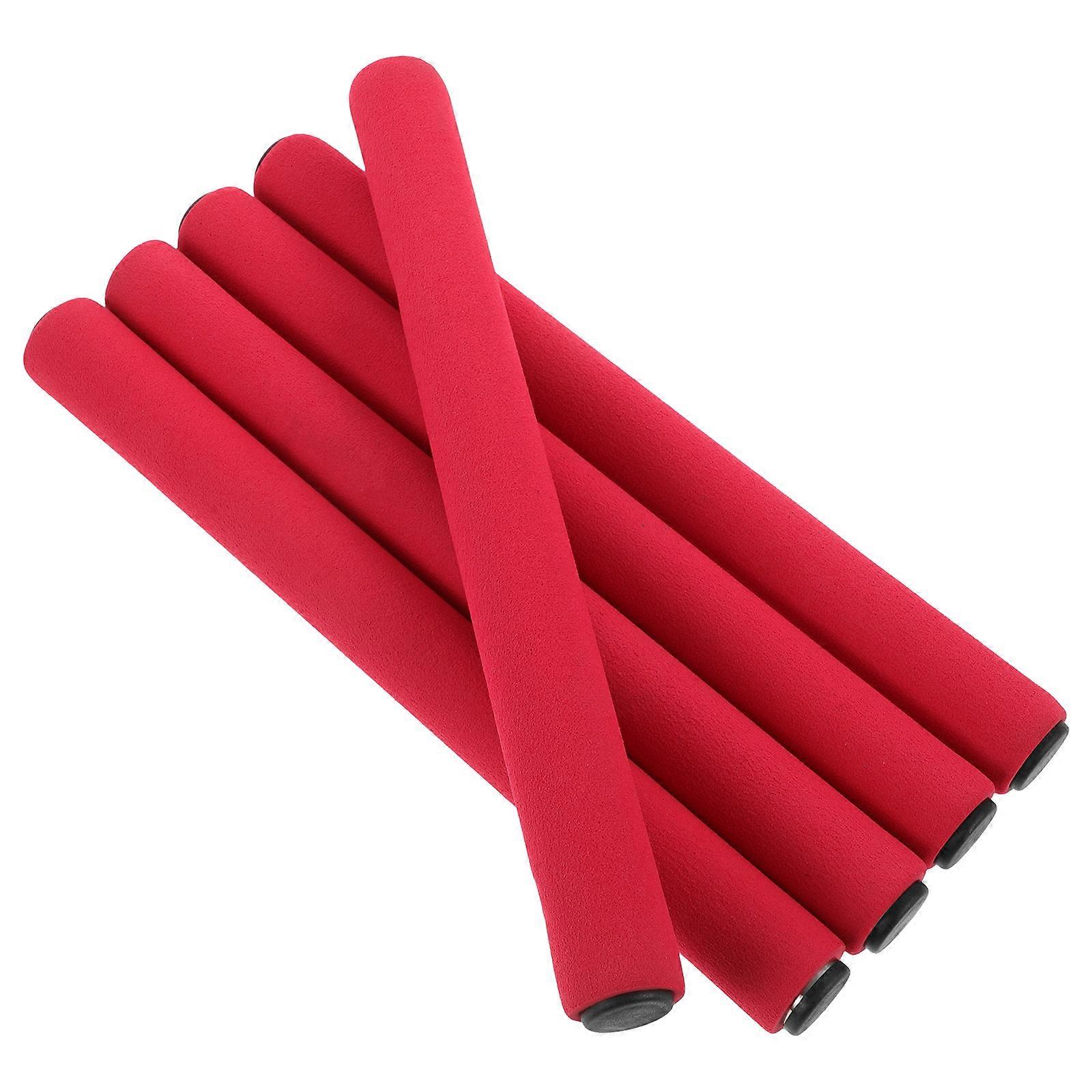 5pcs Relay Stick for Sports Use Sponge Material Red Color Comfortable Grip Suitable for All Ages