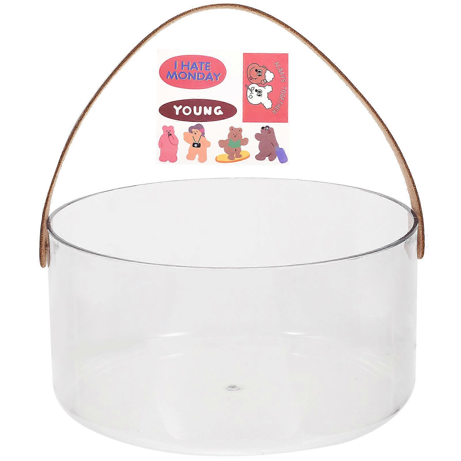 Prop Fruit Organizing Basket Transparent Hand-Woven Design Photography Scene 21X21X10.6CM 1Pack