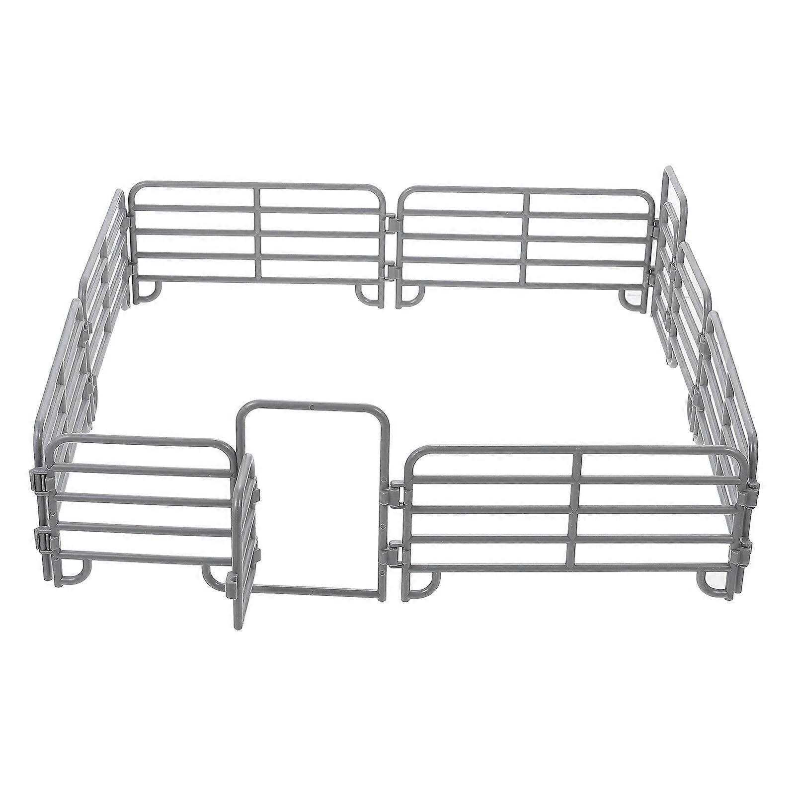 Play Fence Miniature Toy Fence Building Miniature Gardens Grey Plastic 18Pcs