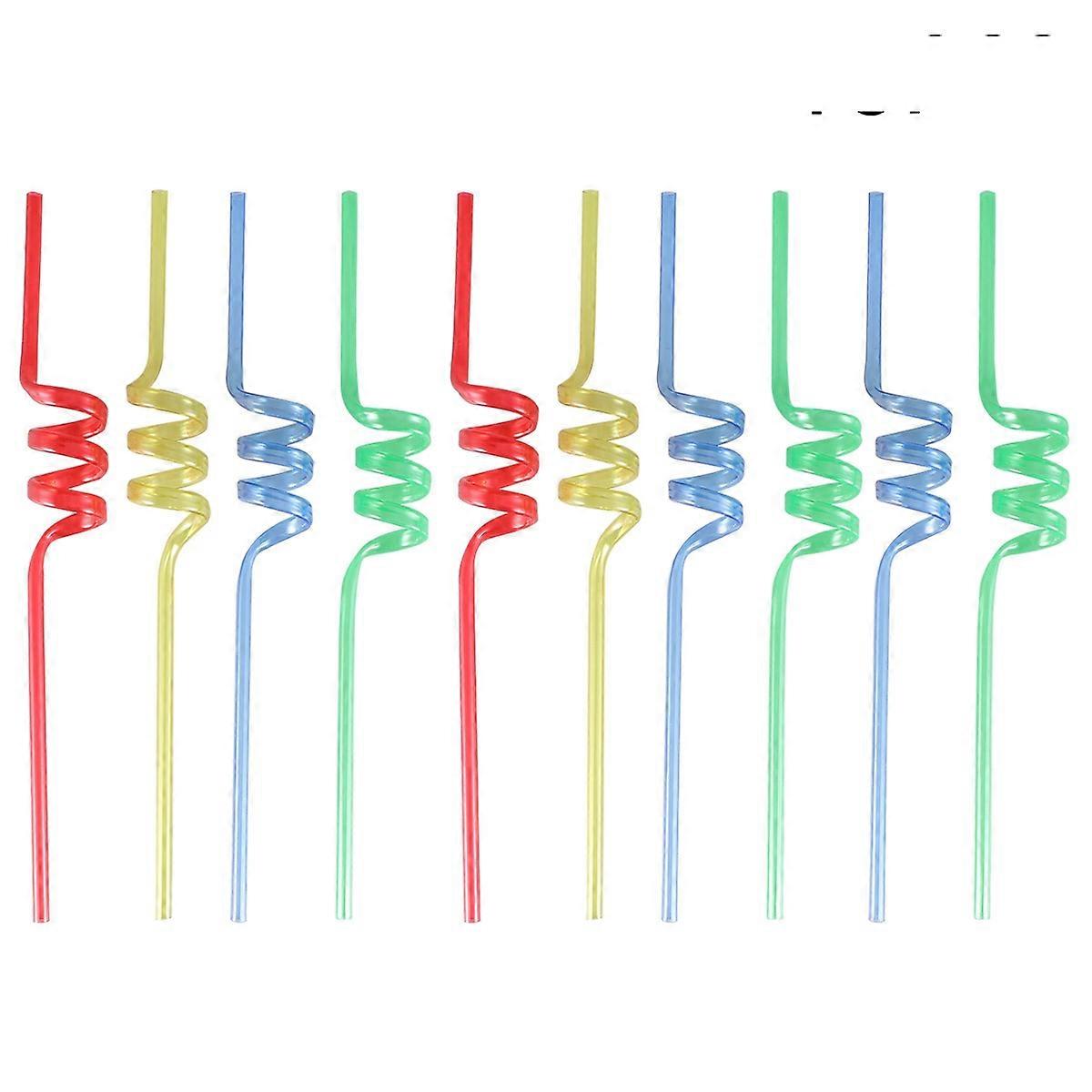 Party Straws 10Pcs Assorted Color Safe Non-Toxic Twists Straws for Drinking
