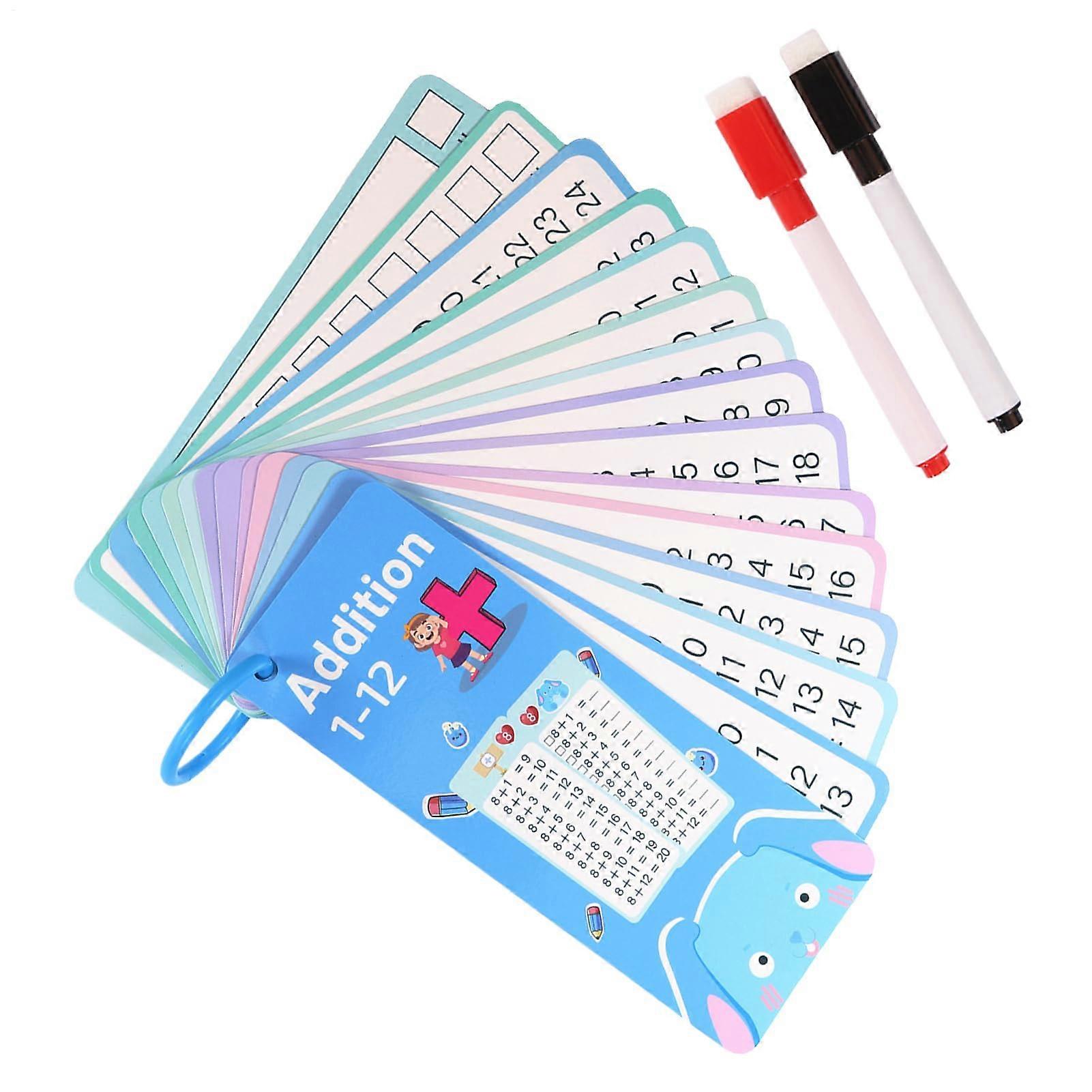 Math Flash Cards For Addition Subtraction And Multiplication, Dry-Erase, Double-Sided, Hole-Punched, Interactive Learning