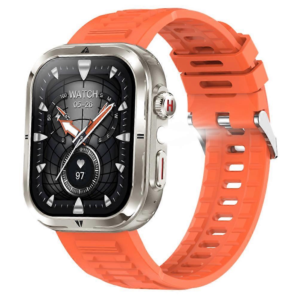 TKdaddy MK86 2.01-inch Square Screen Bluetooth-compatible Call Smart Watch Health Monitoring Waterproof Sports Watch with LED Light Orange