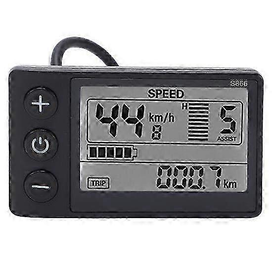 Waterproof LCD Display Control Panel for Electric Bicycle S866, Compatible with 24V 36V 48V Systems, Meter with Plug