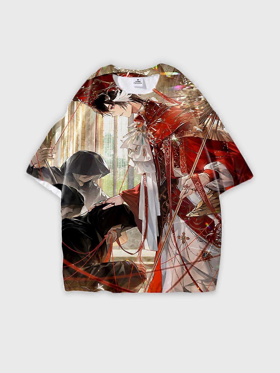 T-shirt round neck Role Pattern loose short sleeve E2431