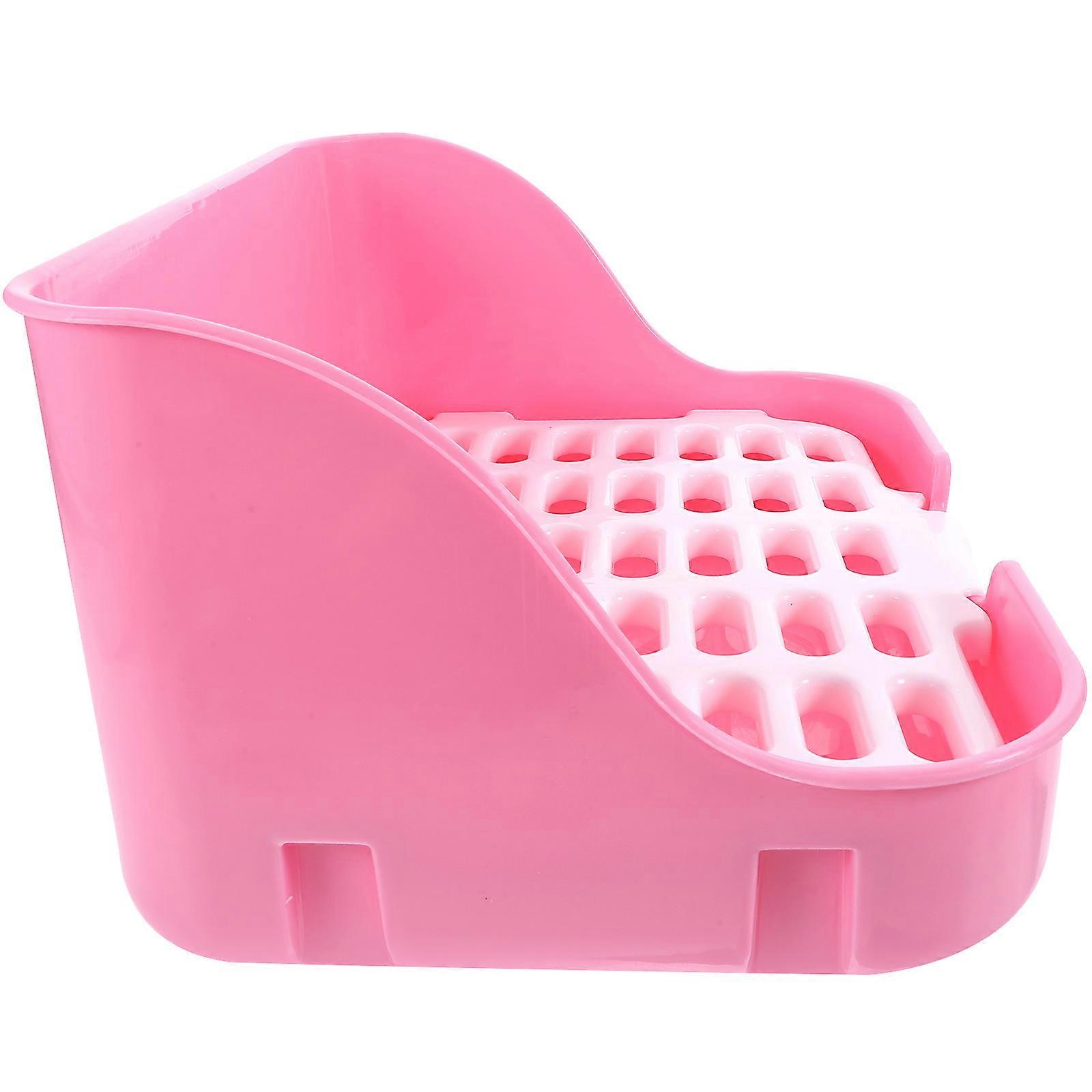 Pink Plastic Guinea Pig Litter Box with LeakProof Design for Storage Large Capacity 27.6 x 17.7 x 5.5 Inches