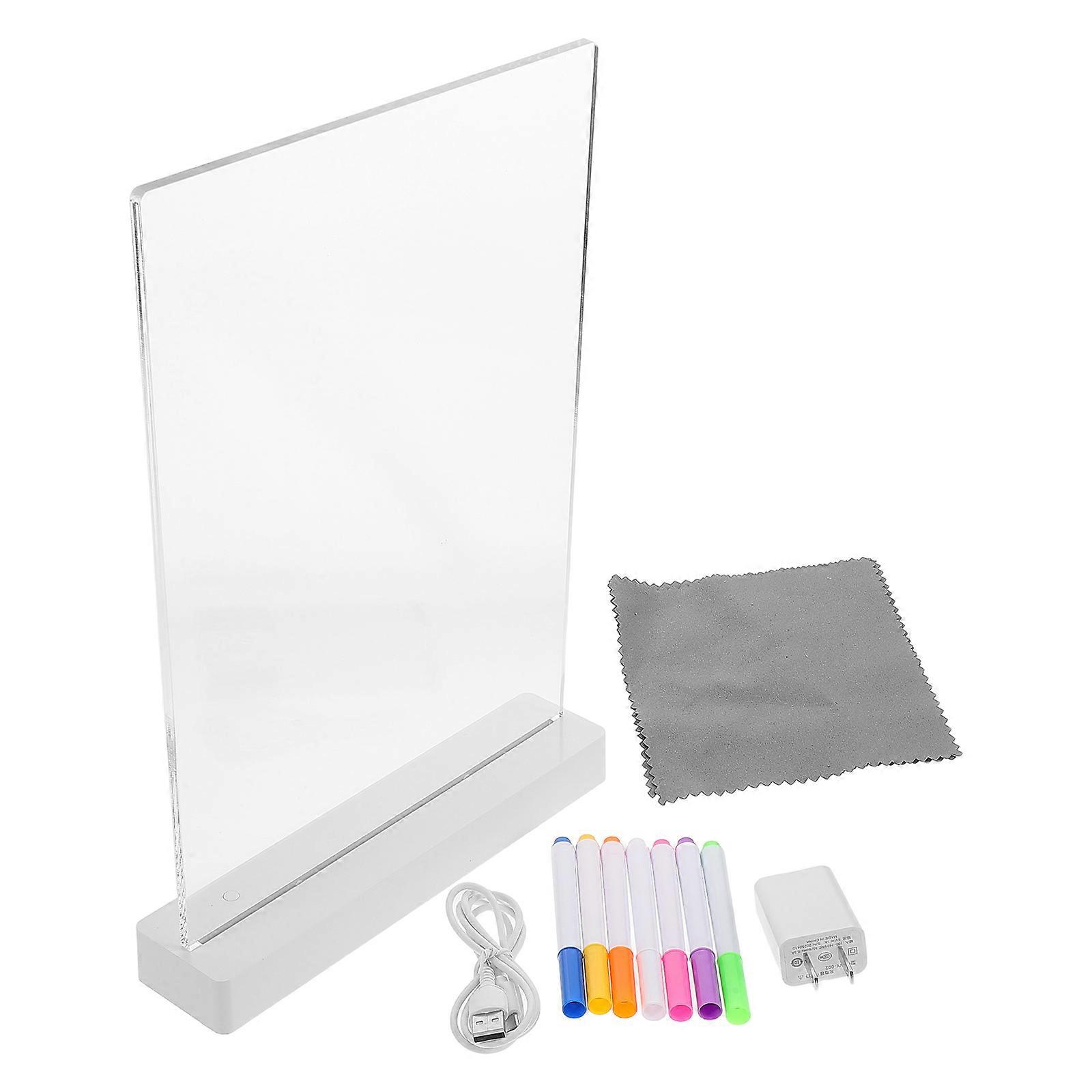 LED Drawing Board with Rechargeable Erasable Acrylic Glow Message Board for Desktop Use in Cafes, Shops & Offices – Quick Update & Nighttime