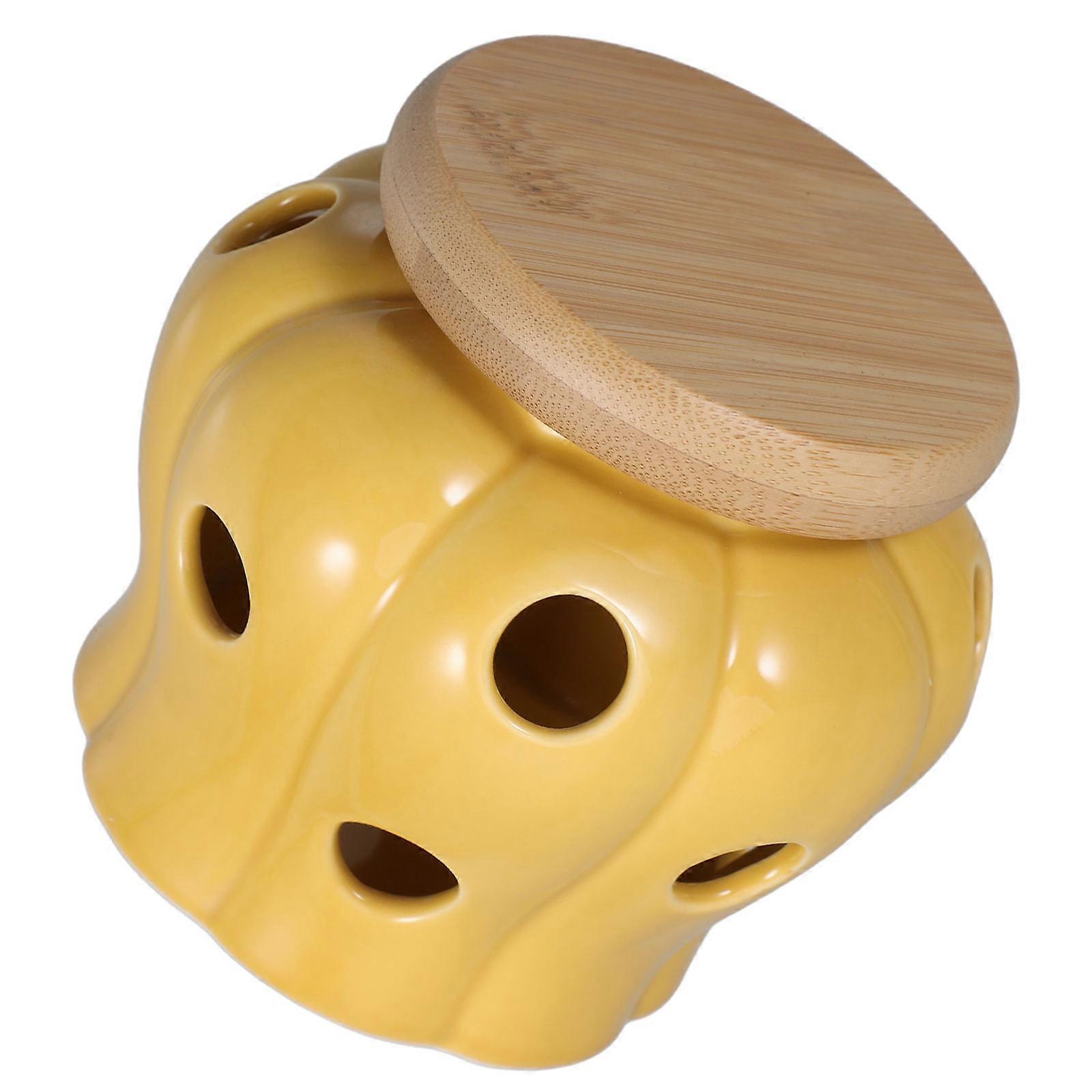 Ceramic Garlic and Ginger Storage Jar 1 Set Garlic Keeper for Counter Top with Lid