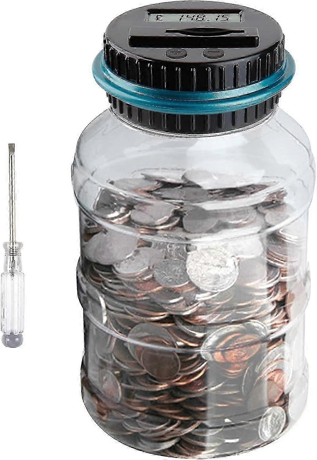 Digital Piggy Bank for Kids and Adults, Coin Counting Jar with LCD Display, 1.8L Large Capacity UK Coin Piggy Bank