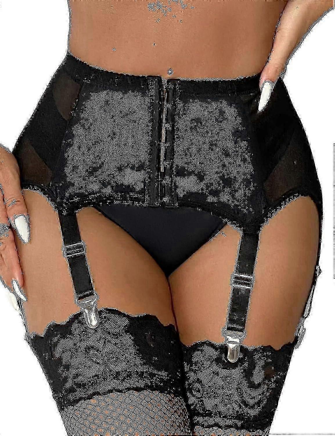 Damhållare Plus Size Spetshållare Och 6 Metallklämmor Justerbara Underkläder Strumpebandshållare U