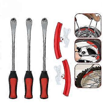 2025 New Tire Replacement Lever Tool Motorcycle Bicycle Tire Replacement Lever Rim Protector Car Scoop Tire Kit (3 Crowbars + 2 Protective Covers)