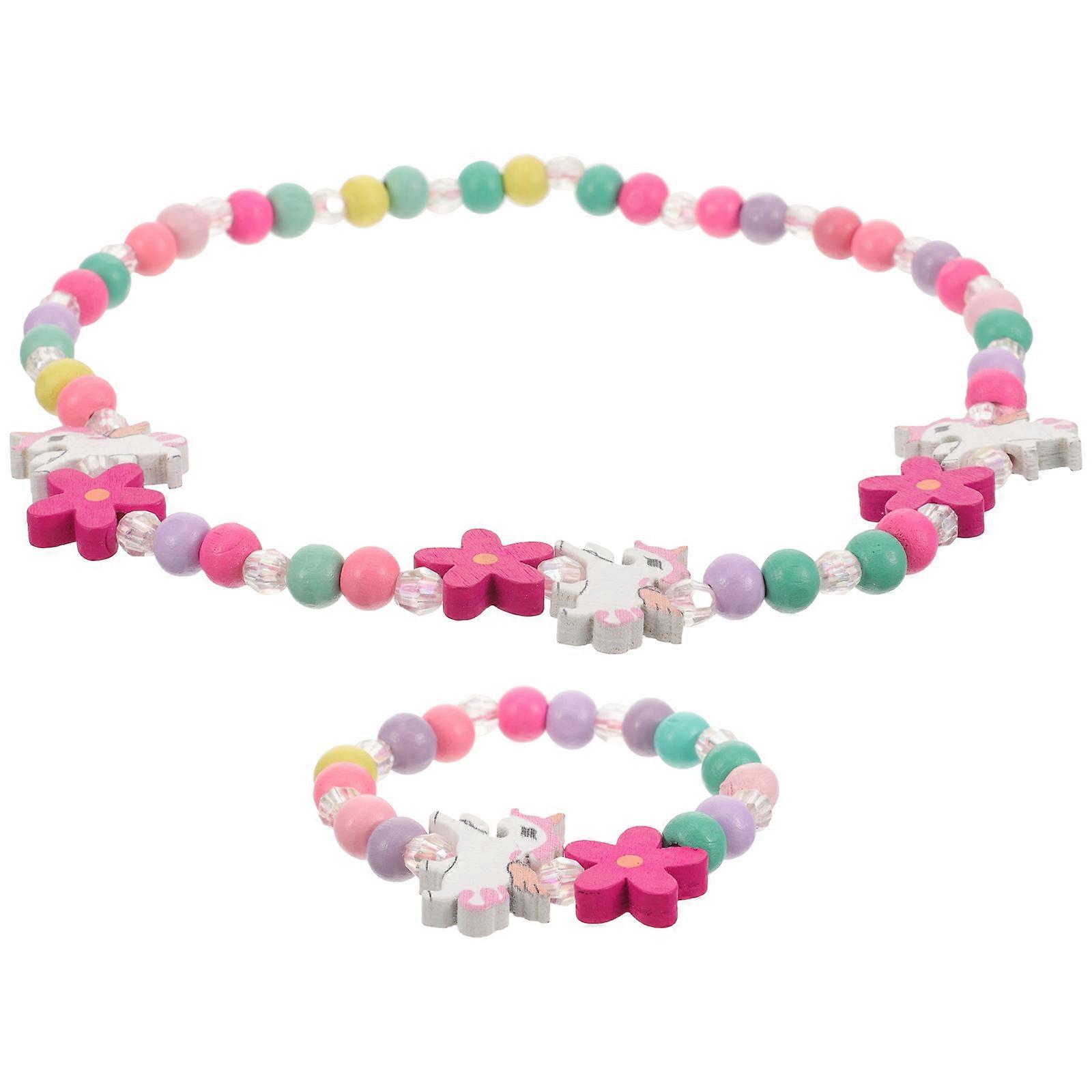 Assorted Color Unicorn Beads Necklace and Bracelet Birthday Outings 1Pack