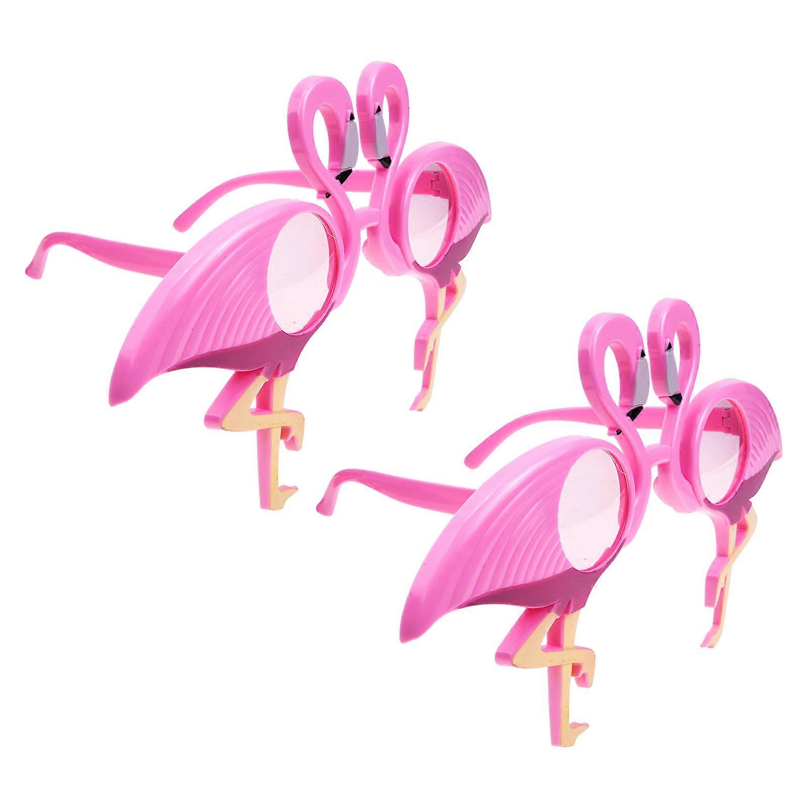 2 Pairs of Flamingo Shaped Portable Party Eyeglasses for Summer Beach Events