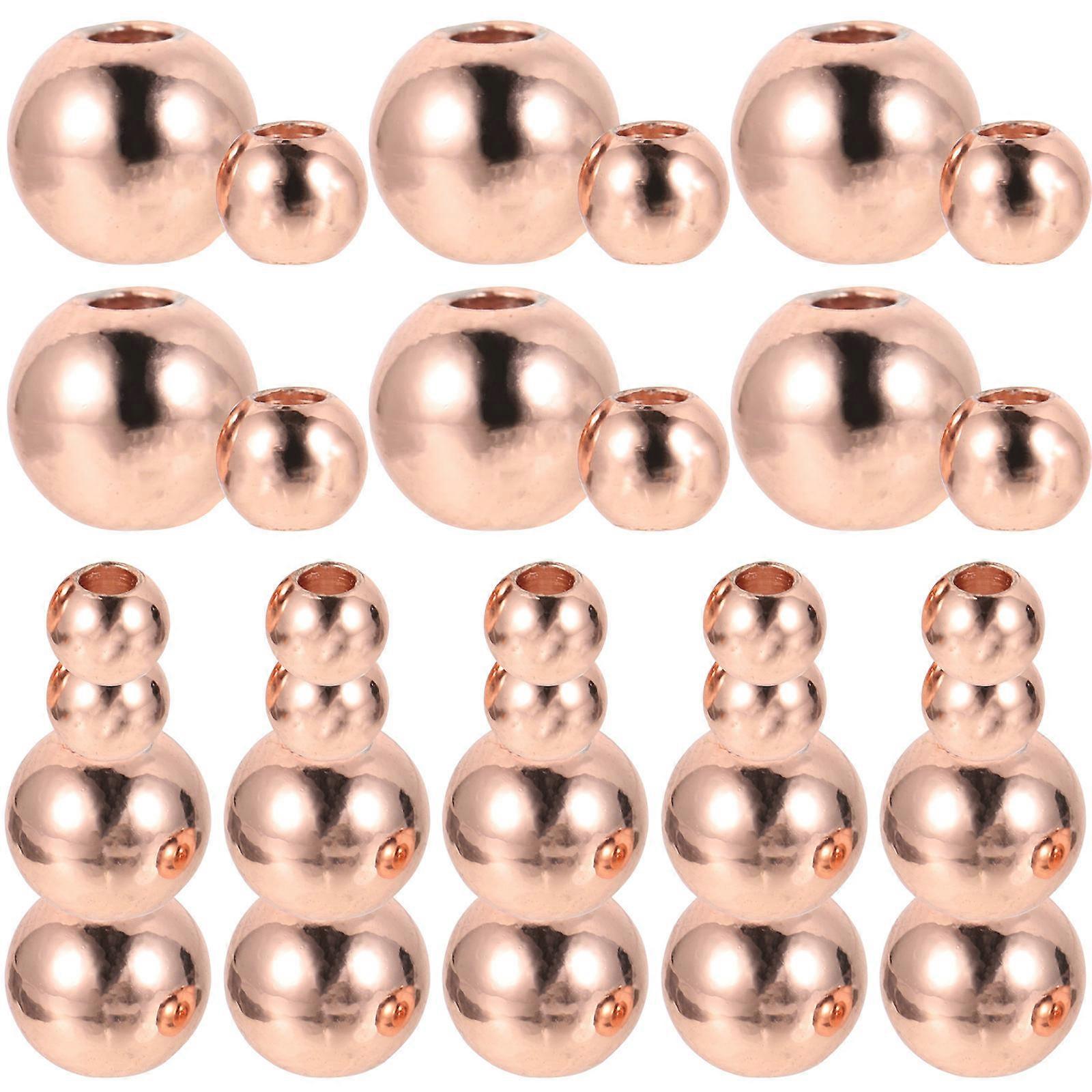 200pcs DIY Copper Spacer Beads – Smooth Round Lightweight Loose Beads for Jewelry Making, Crafting Accessories for Bracelets, Necklaces, Keychains