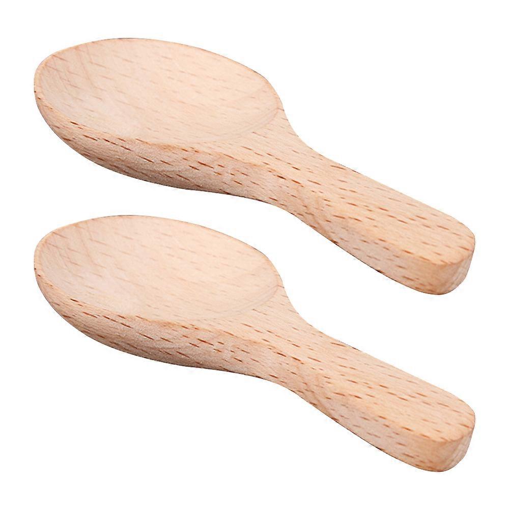 Wooden Powder Spoon for Home Beige Color and Practical with Smooth Surface 2 Pieces