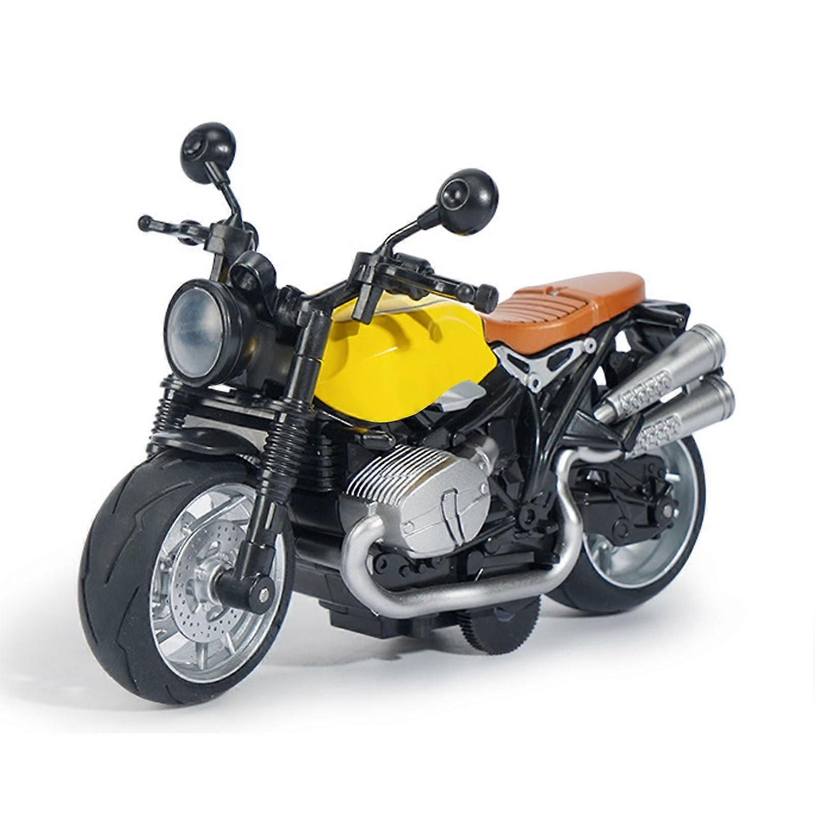 Precise Simulation Ratio Alloy Motorcycle Model LED Light with Music, Motorcycle Model for Collection or Play (Yellow Black)
