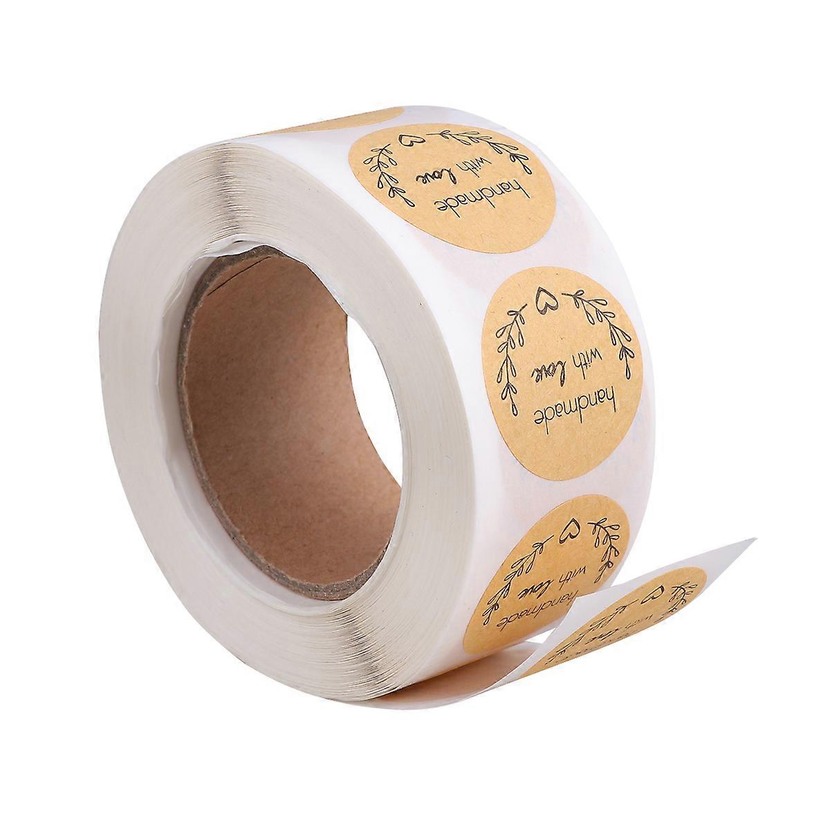 Self Adhesive Round Label Kraft Paper Sealing Stickers For Baking Packaging 500 Sheets Roll Ideal For Handmade Enthusiasts