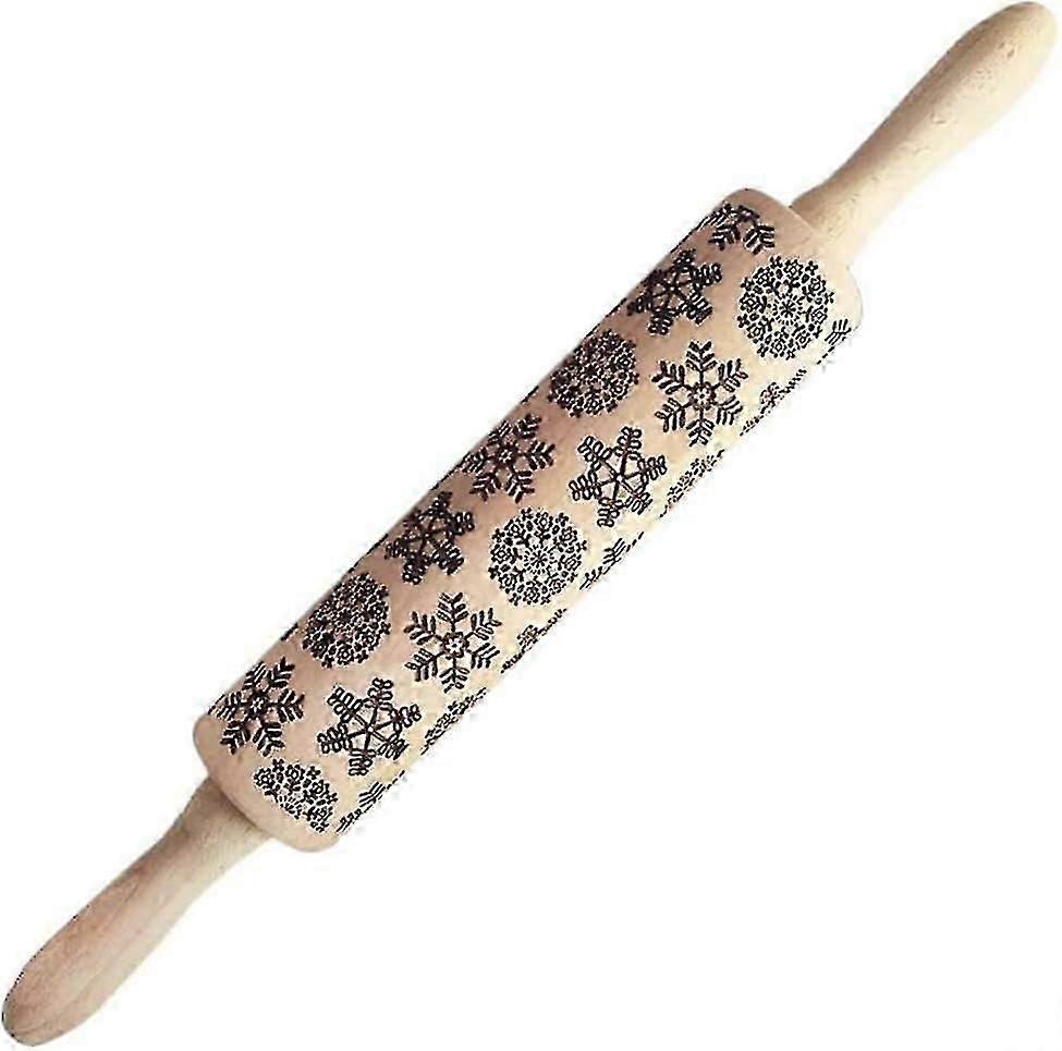 Christmas Embossed Rolling Pin, Speyang Wooden Rolling Pin, 3D Rolling Pin, 35cm
