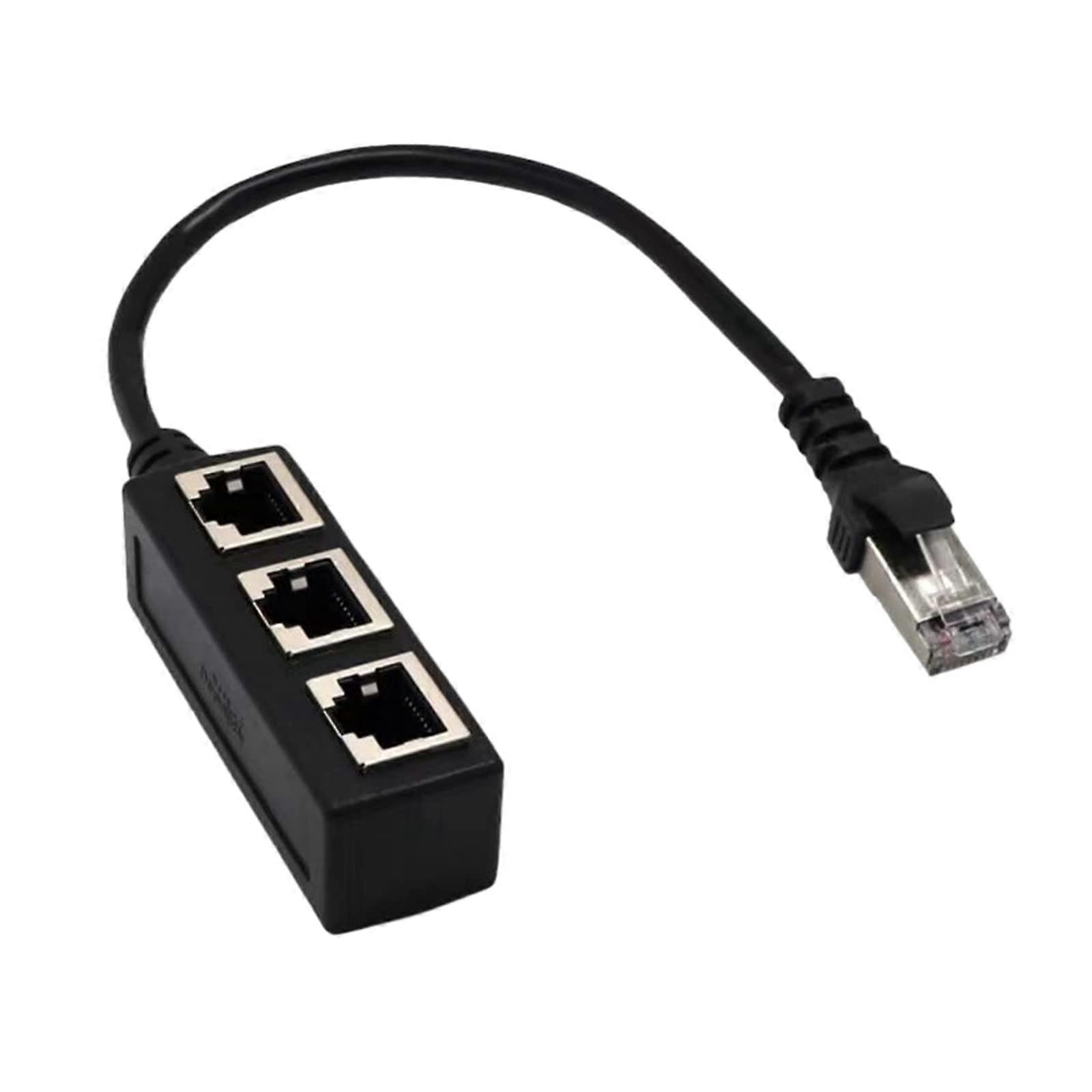 1 Male to 3 Female LAN Ethernet Splitter RJ45 Port Cat5 Cat6 Cat7 Compatible, Ethernet Extension, Network Pass-Through