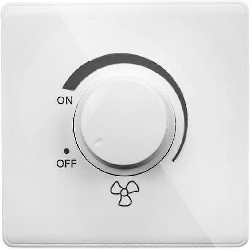 White Ceiling Fan Speed Controller, Stepless Adjustment Wall Switch, 220V 10A-Compatible Speed Control for Indoor Fans