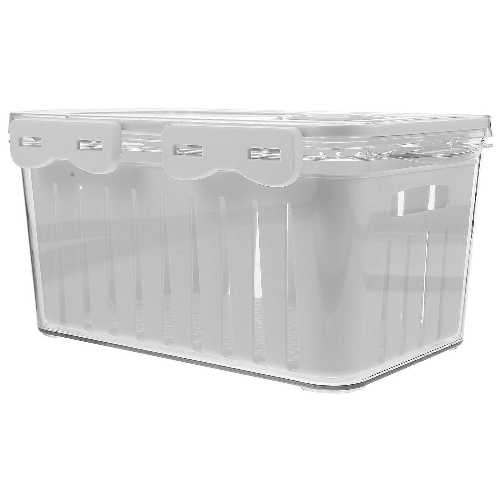 Transparent Multi Function Refrigerator Organizer with Draining Basket – Storage Container for Fruits and Vegetables with Smooth Edges for Convenient