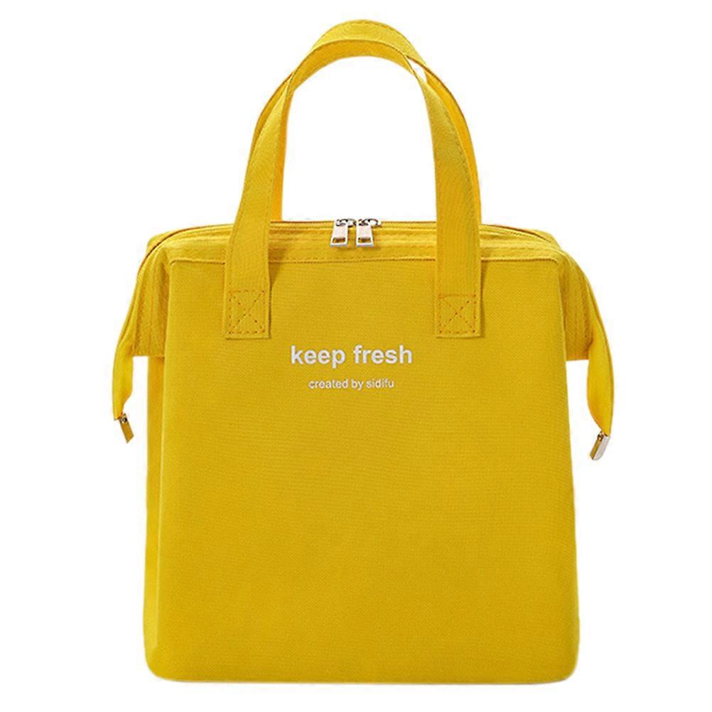 Lightweight Bento Storage Bag Rectangular Bento Bag for All Users 24X23X14cm Yellow Insulation 1Pcs