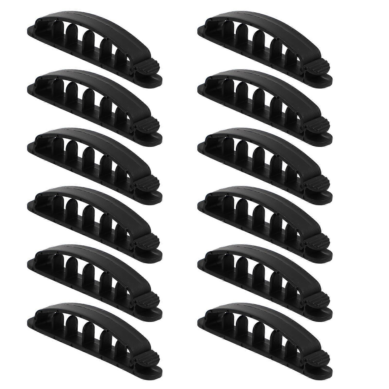 Cable Management Desk Organizer with 12pcs Black Rubber Clips for Tidy Cable Tie and Line