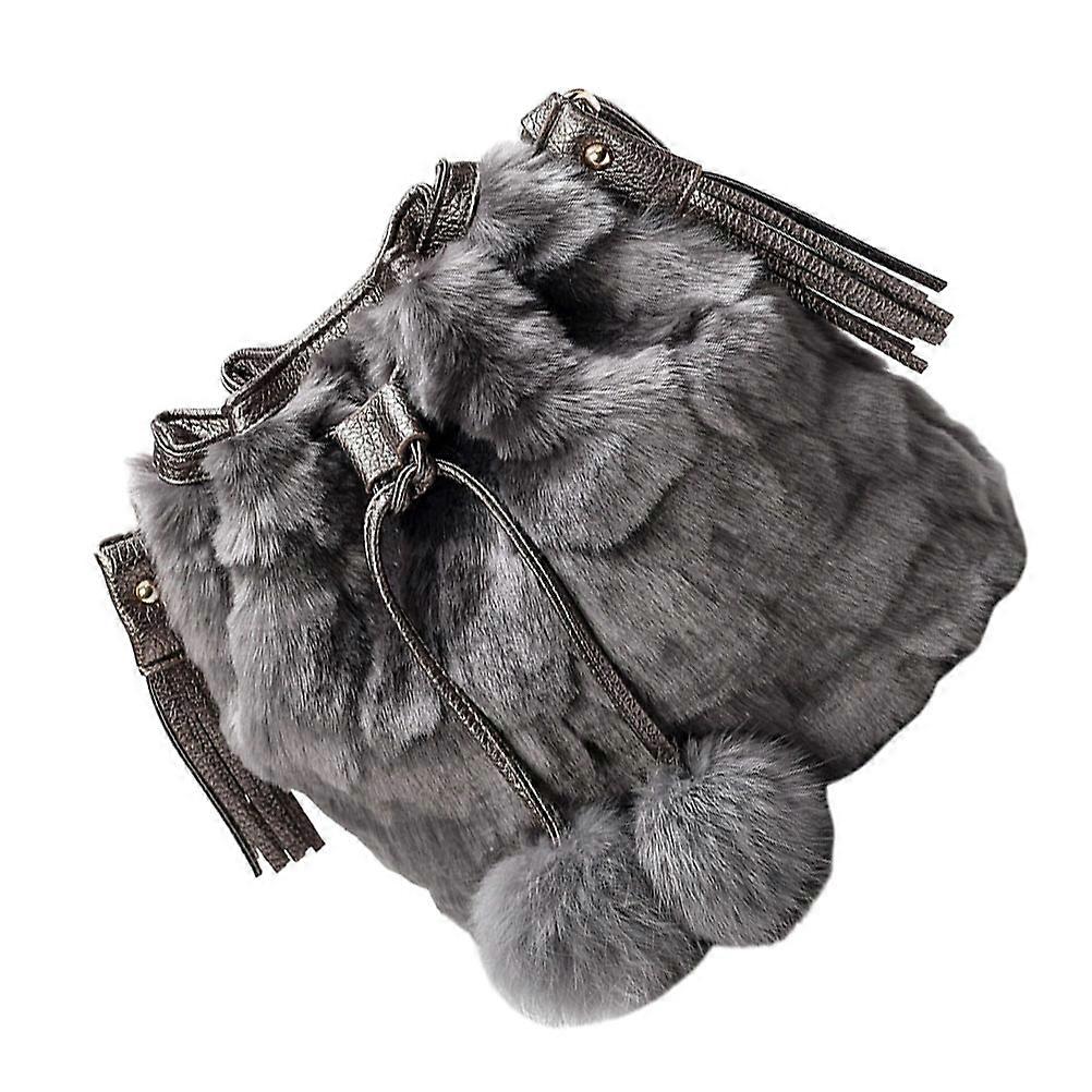Water Bucket Bag Fluffy Shoulder Bag Drawstring Design for Women