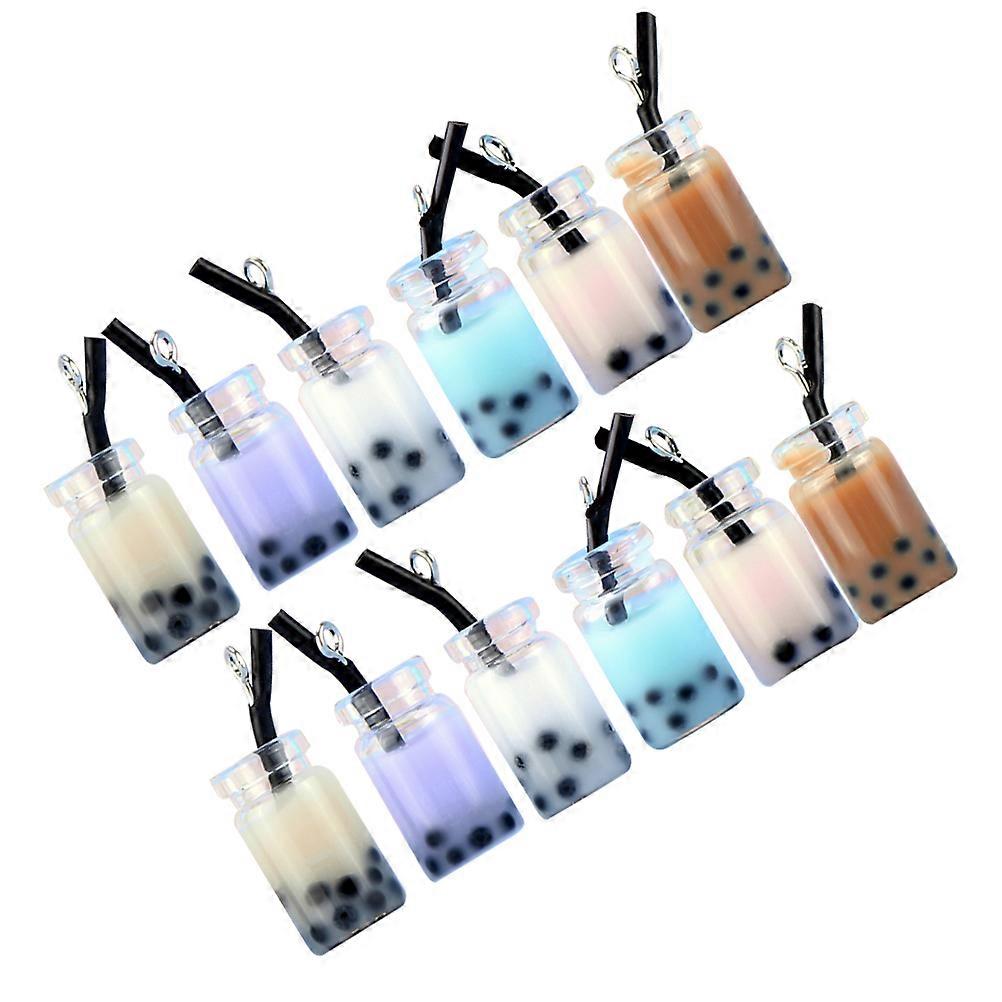 12Pcs Simulation Design Resin Milk Tea Cup Keychain Pendant For Birthday Celebration Girls Kids
