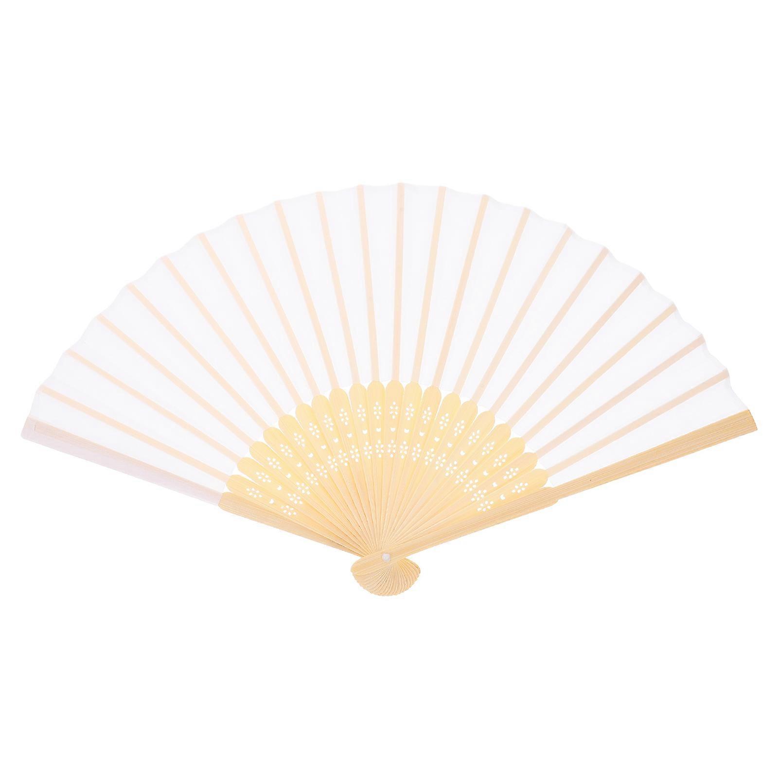 White Handheld Folding Fan Set for Decor Lightweight Party Fans with Mesh Bag 2pcs