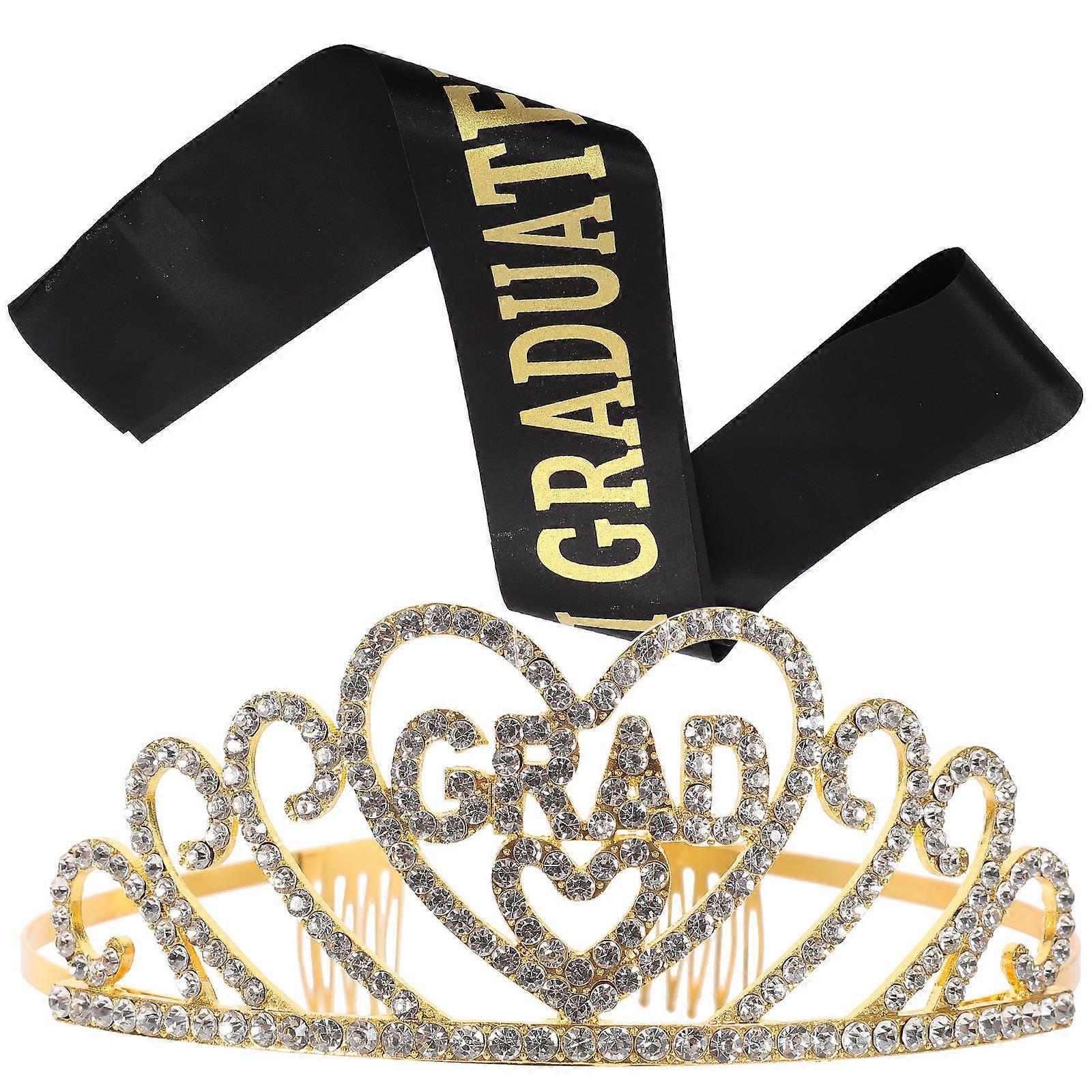 Elegant Graduation Tiara and Sash Set for Women and Students, Class of Celebration Accessories for Party and Unforgettable Events