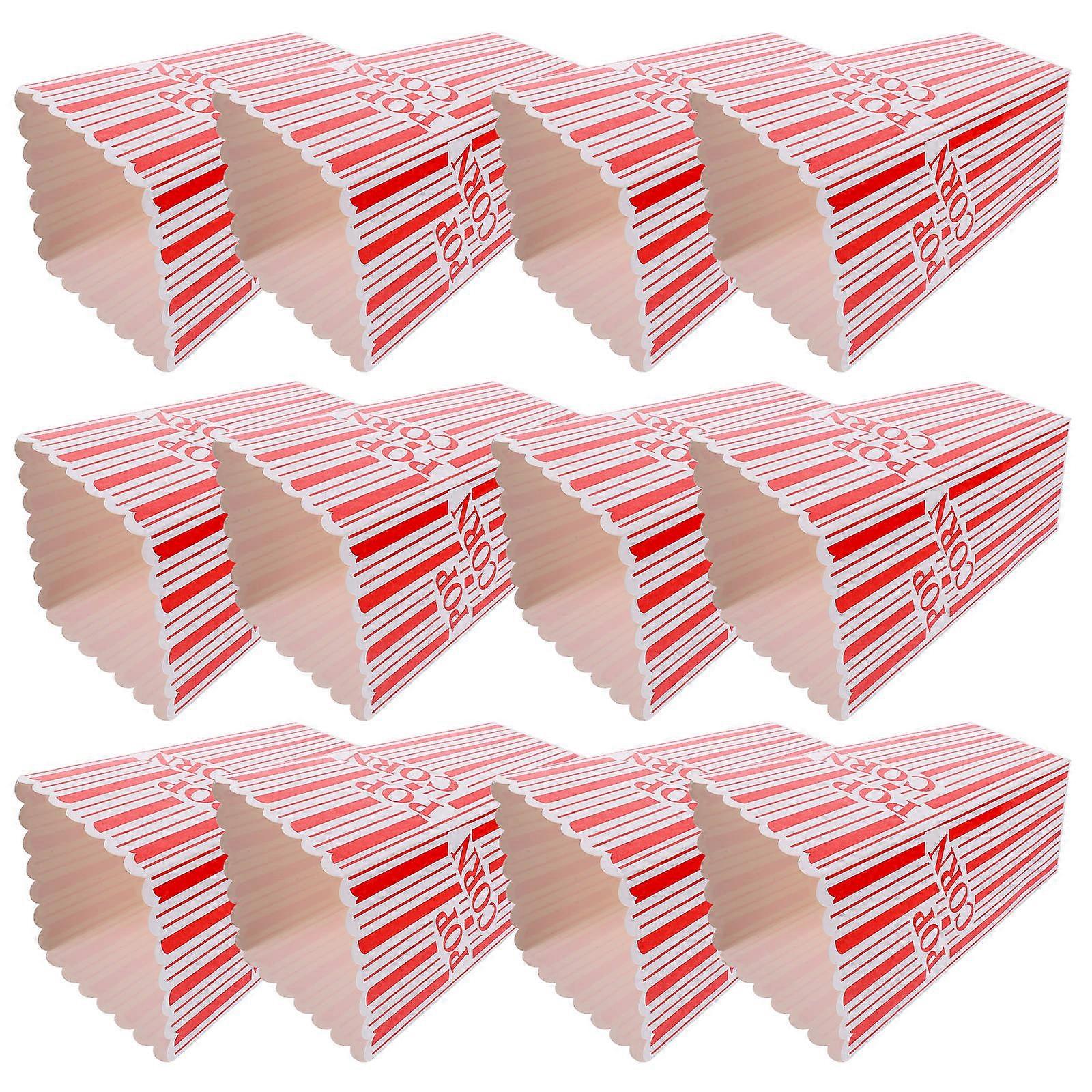 Party Popcorn Boxes 12Pcs Rectangular Movie Packaging 10X10X19CM Red Multi-Functional Design