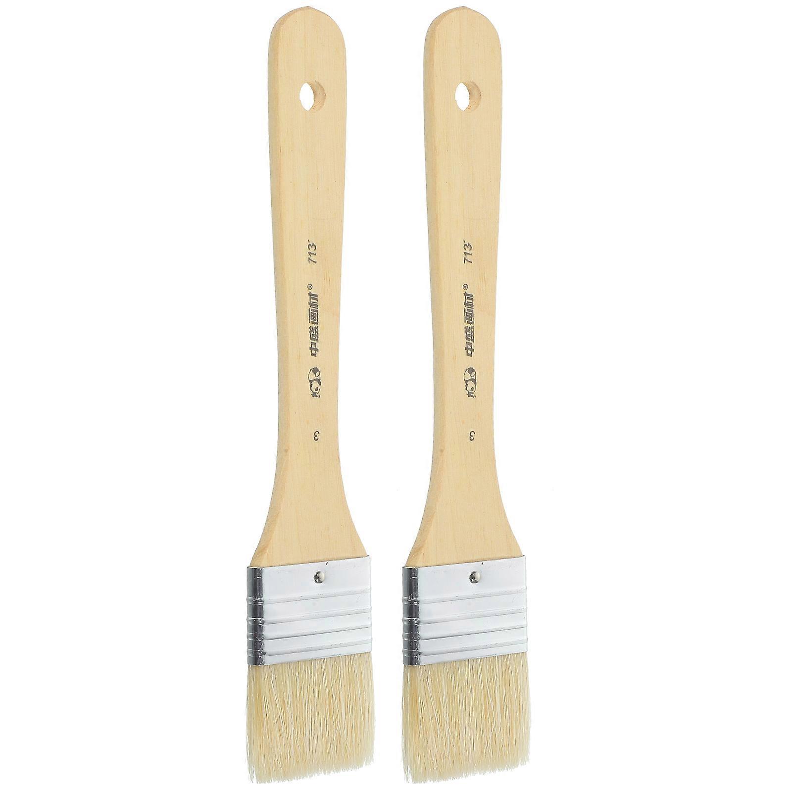 Wooden Oil Painting Set with Synthetic Material Brushes for Artists and Students Khaki Color 2 Pcs 3#