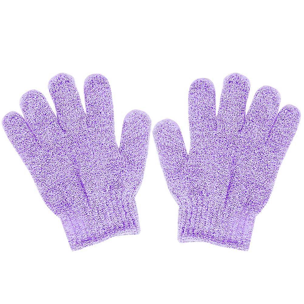 Exfoliating Bath Gloves Pair For Shower Accessories In Purple Color Seamless Design Suitable For Adults 1 Pair