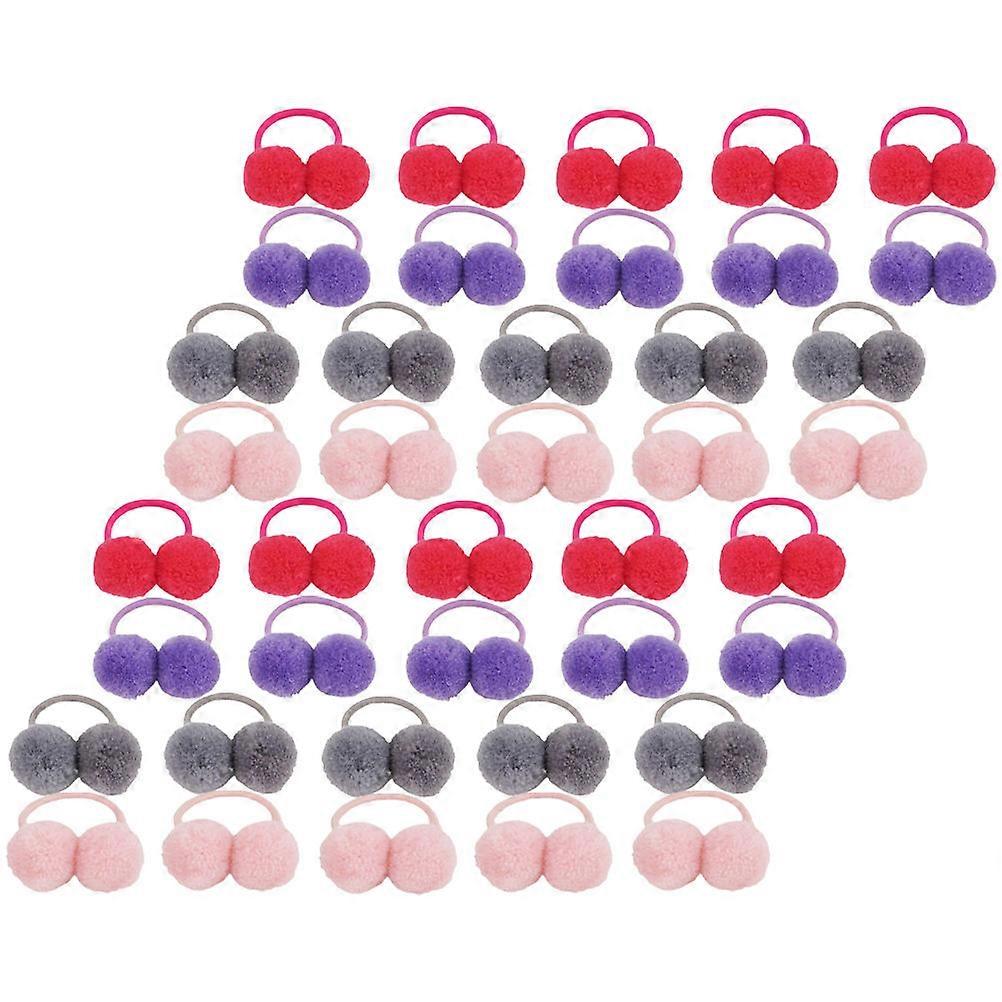 Lovely Plush Ball Hair Rings For Girls 40Pcs Elastic Hair Accessories Ideal For Photo Shoots Trips Festivals