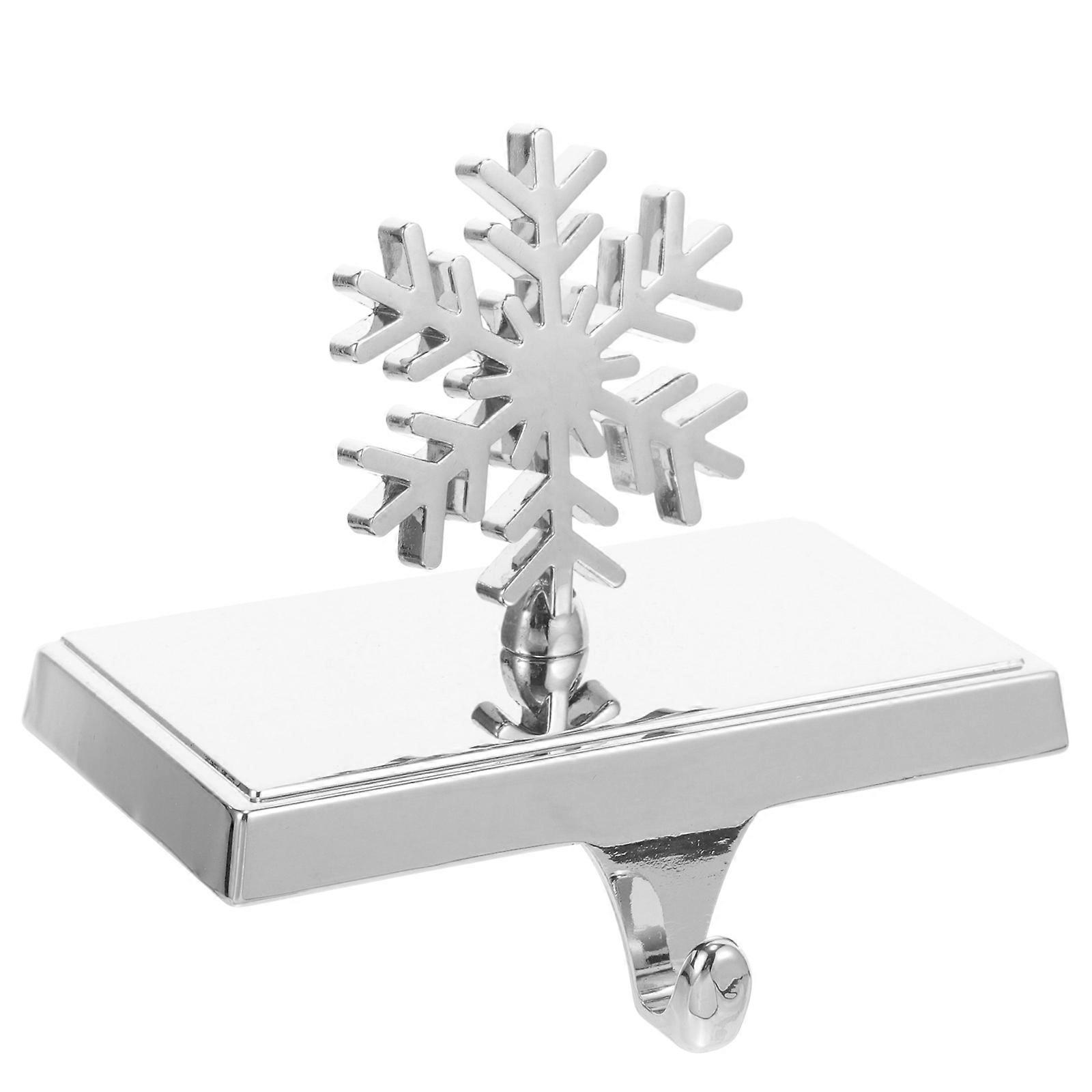 Snowflake Shaped Stocking Holder For Decorated Fireplace And Mantle In Golden Material For 1Set