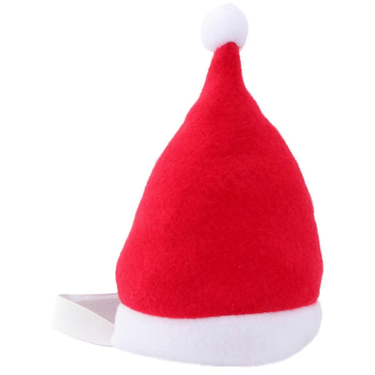 Red Plush Pet Christmas Hat with Adjustable Strap for Holiday Photos and Celebrations up to 2225cm