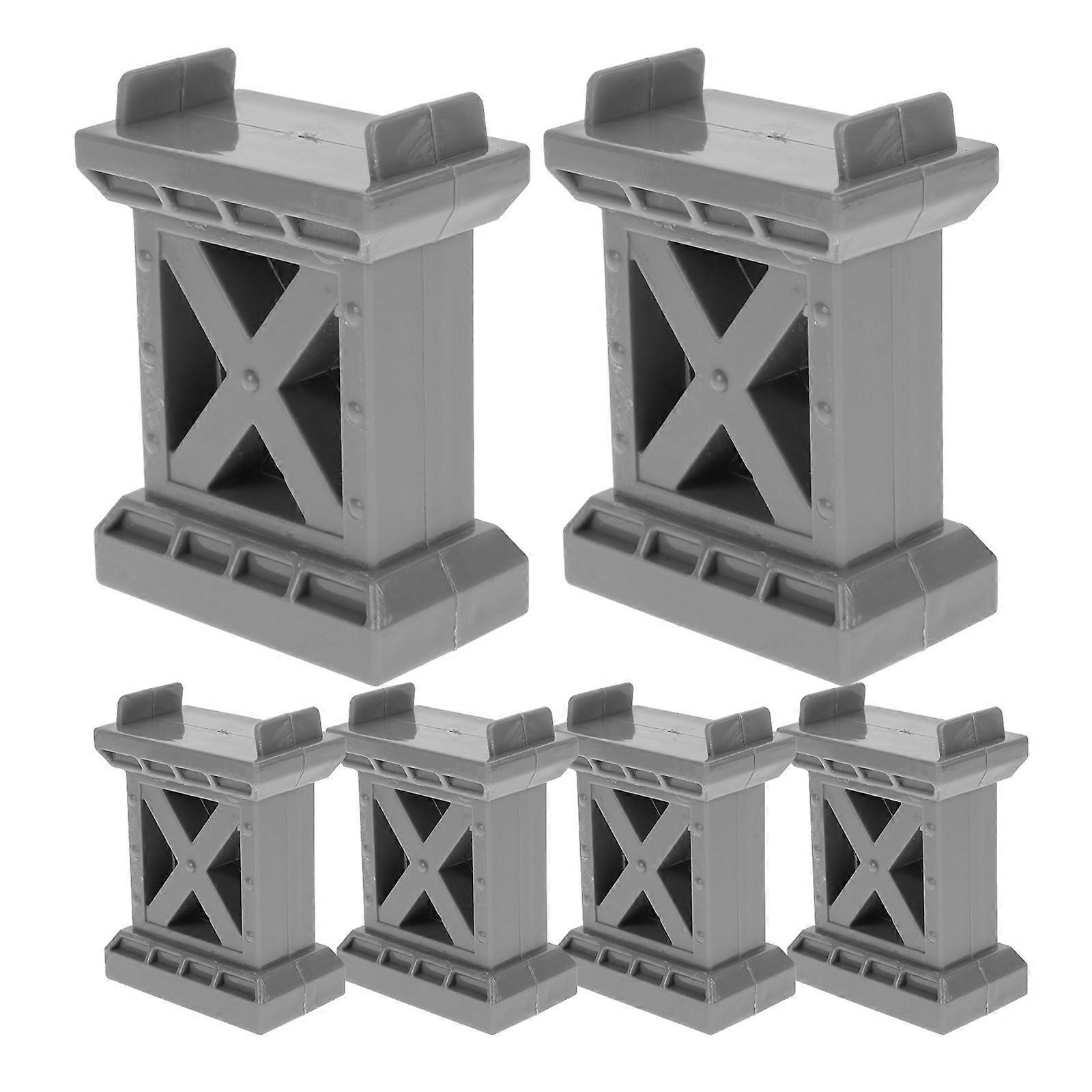 6pcs Train Bridge Pier High Level Blocks Track Riser Stabilizers Train Bridge Supports