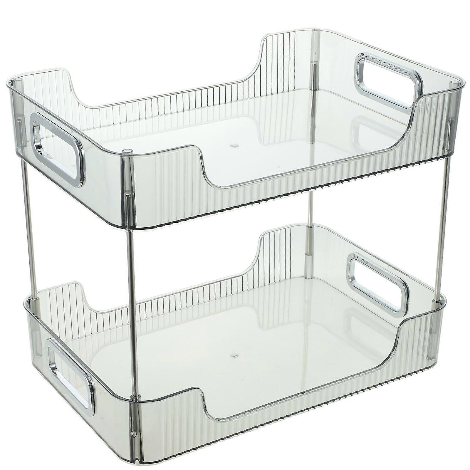 Bathroom Countertop Organizer Grey Double Layer Storage Rack for Storage 2 Tier