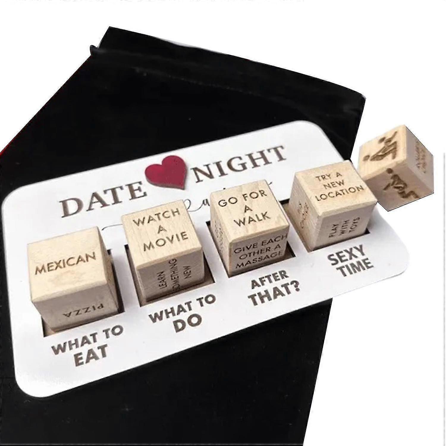Date Night Dice Kit - Funny What To Do, Heavy Duty Wood Reusable Couple Dice
