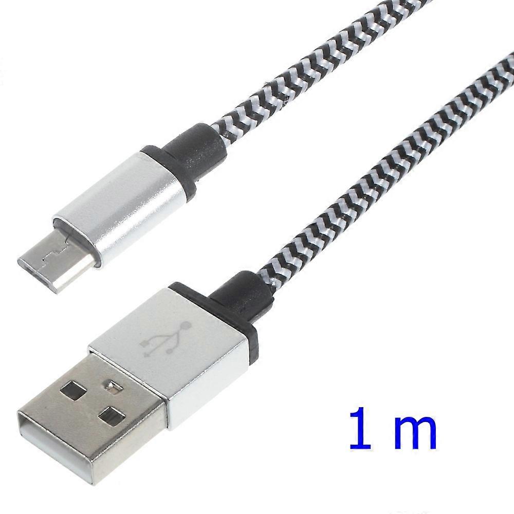 1M Woven Micro USB Data Sync Charge Cable for Samsung HTC LG Sony - White